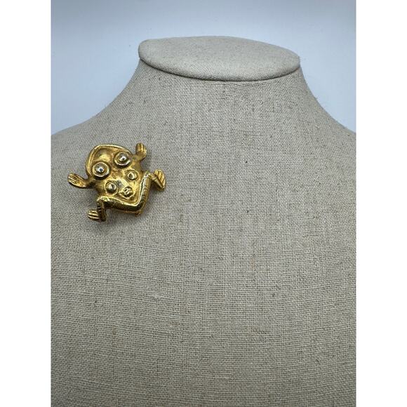 Alva Museum Replica Frog Brooch Pin‎ Matte Gold Tone Toad - Picture 4 of 9